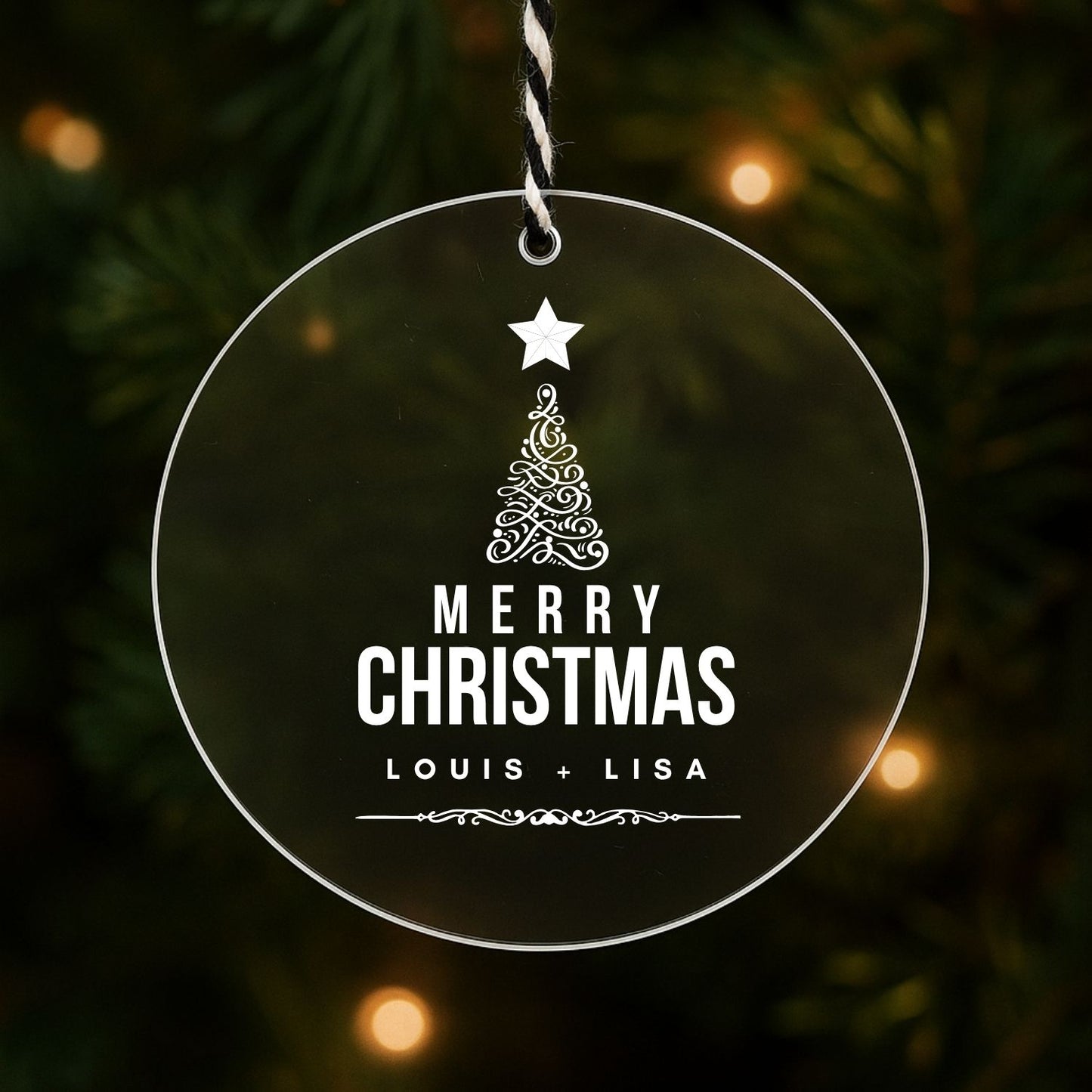 Merry Christmas Ornament Personalized Name Style 6