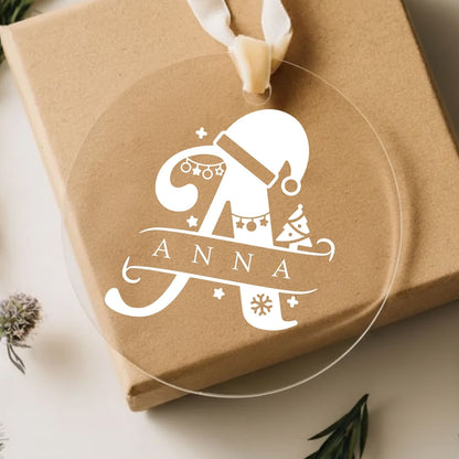 Custom Monogram Name Initial Acrylic Ornament Christmas Gift (A Letter)