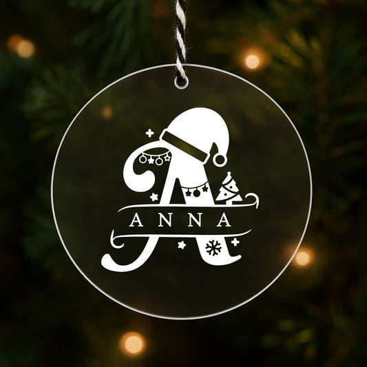 Custom Monogram Name Initial Acrylic Ornament Christmas Gift (A Letter)
