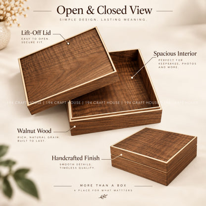 Personalized Walnut Wedding Keepsake Box, Custom Photo Album Box, Engraved Memory Box, Wedding Gift, Gold Foil Photo Storage