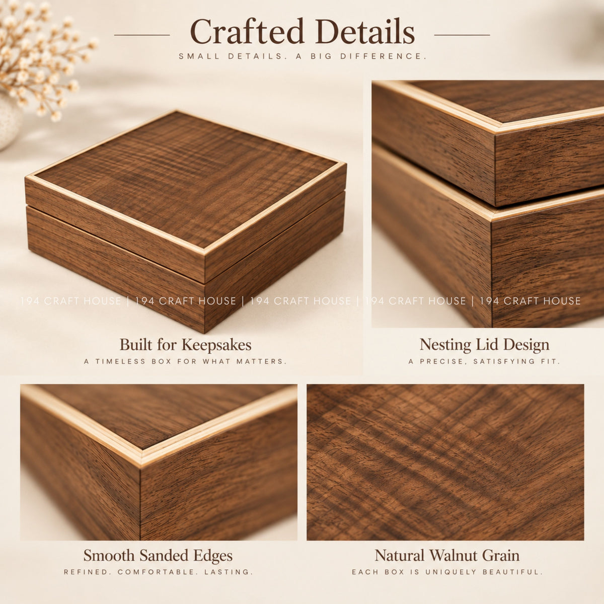 Personalized Walnut Wedding Keepsake Box, Custom Photo Album Box, Engraved Memory Box, Wedding Gift, Gold Foil Photo Storage
