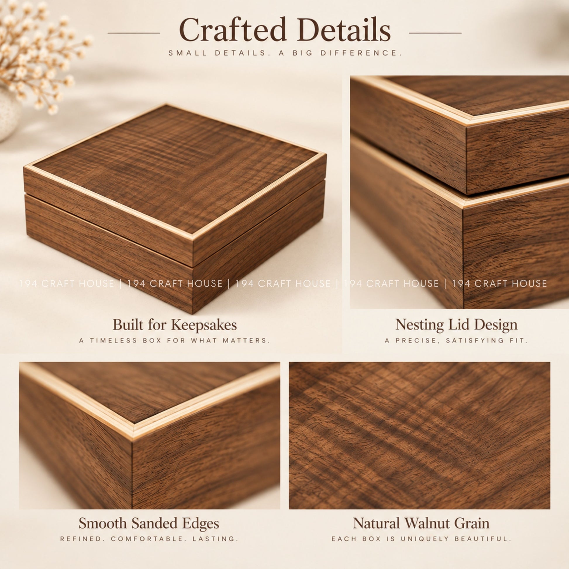 Personalized Walnut Wedding Keepsake Box, Custom Photo Album Box, Engraved Memory Box, Wedding Gift, Gold Foil Photo Storage