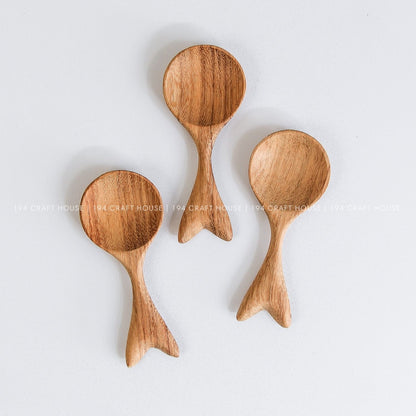 Handcrafted Small Wooden Fishtail Spoon for Spices, Coffee, Tea, Bath Salt, Measuring Spoon Scoops, Cooking Utensils Gadgets, Kitchen Decor & Personalized Gift