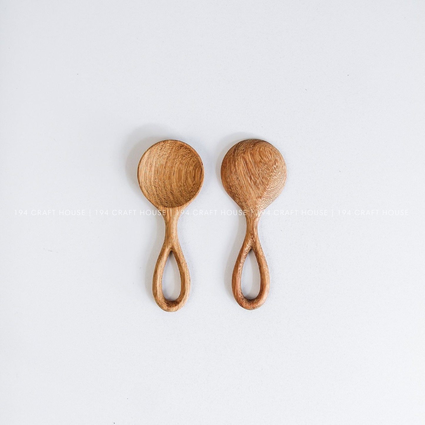Set of two handmade small wooden scoops for coffee, tea, spices, and dry ingredients