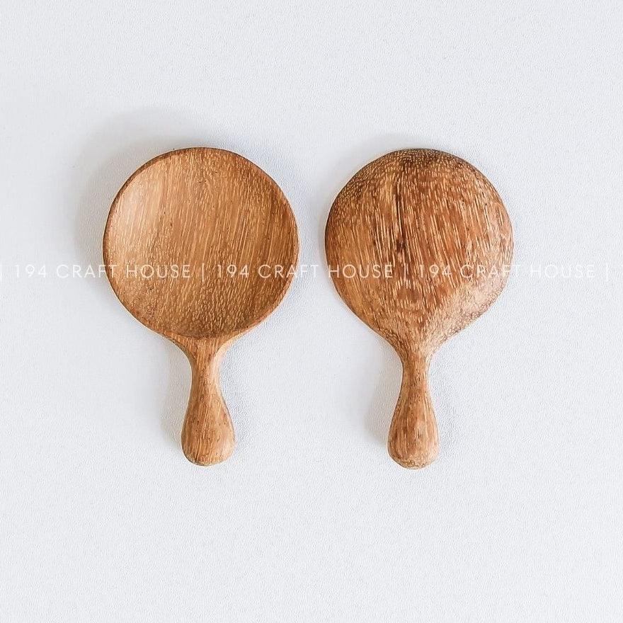 Set of two handmade wooden tea caddy spoons for measuring loose-leaf tea, coffee, spices, and dry ingredients