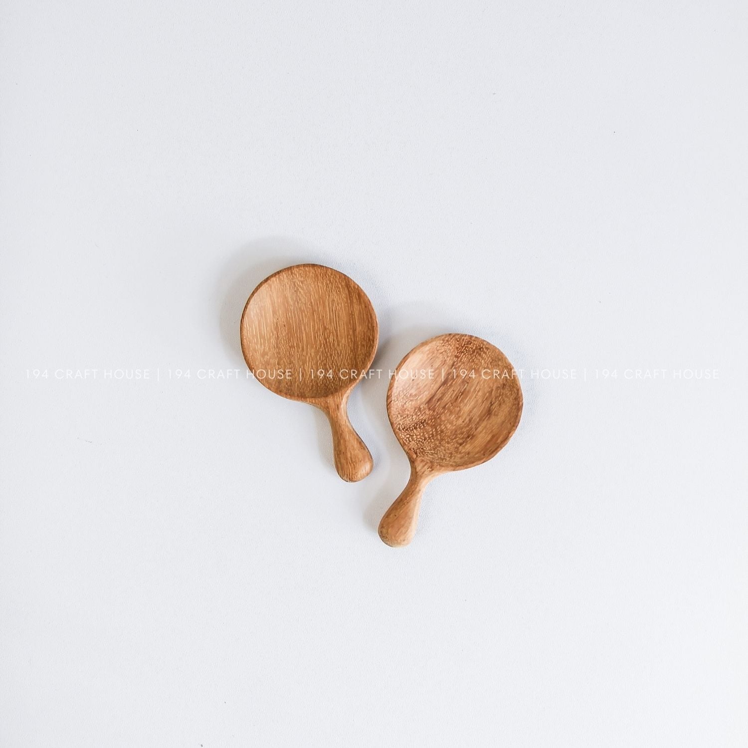 Two handmade wooden tea caddy spoons for loose-leaf tea, coffee, sugar, spices, and dry ingredients