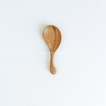 Hand Carved Curved Short Handle Wooden Spoon