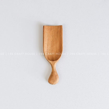 Handcrafted small wooden scoop made from Doussie wood for bath salts, spices, coffee, tea, and dry ingredients
