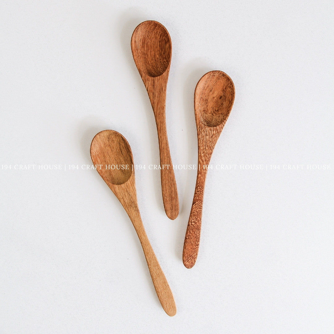 Set of three handcrafted wooden coffee and tea measuring spoons for coffee, tea, herbs, and spices