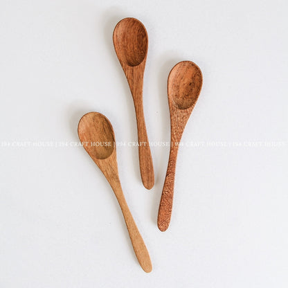 Set of three handcrafted wooden coffee and tea measuring spoons for coffee, tea, herbs, and spices