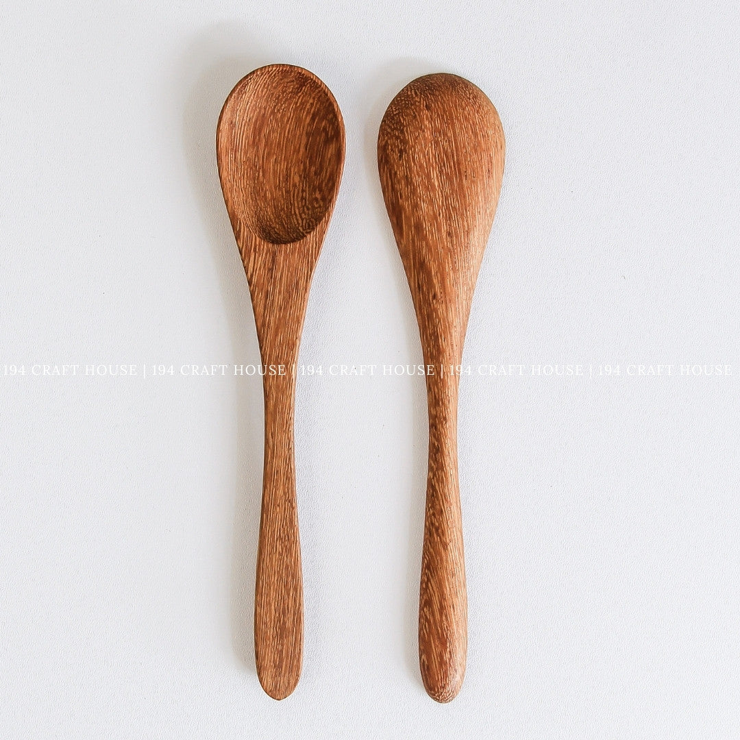 Set of two handcrafted wooden coffee and tea measuring spoons with smooth natural finish