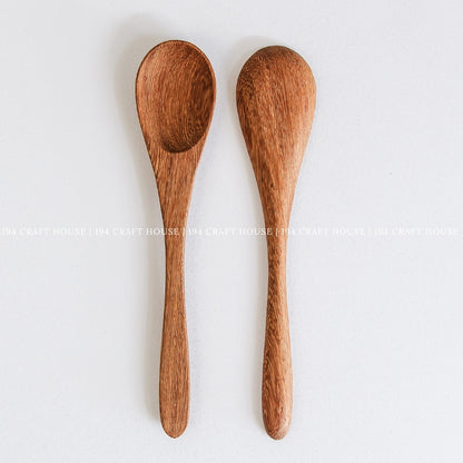 Set of two handcrafted wooden coffee and tea measuring spoons with smooth natural finish