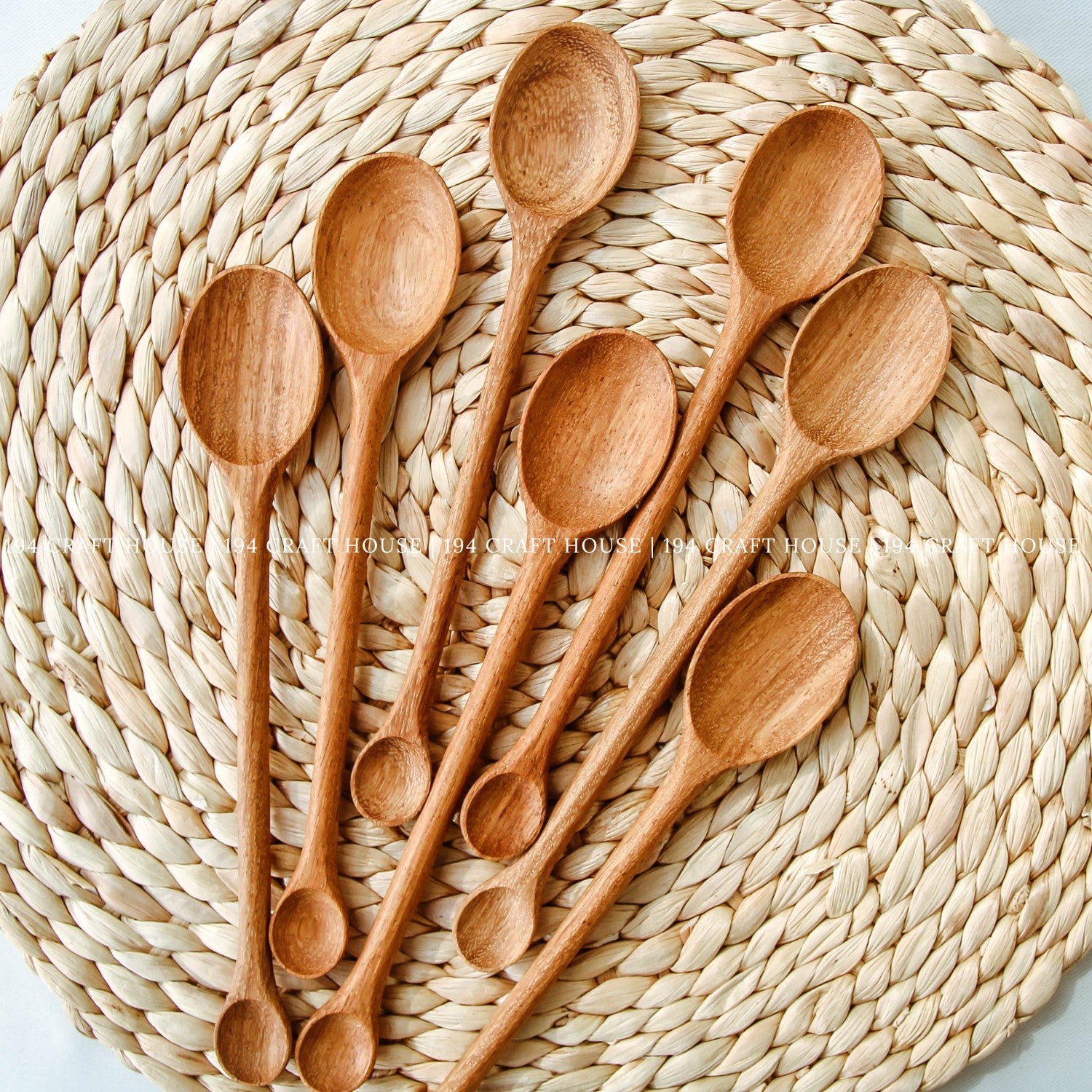 Handcrafted double-ended wooden spoons for condiments, spices, and serving