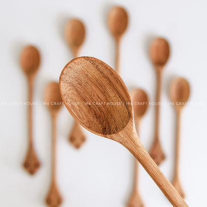 Handcrafted vintage wooden spoons showcasing beautiful natural wood grain variations