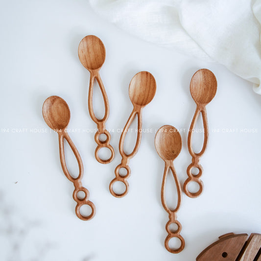 Hand Carved Wooden Spoon With Hole - Kitchen Serving Utensils