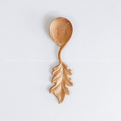 Handcrafted Leaf Shaped Handle Wooden Spoon