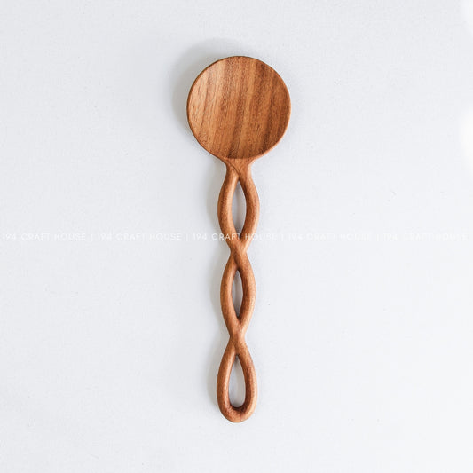 Twisted Handle Wooden Salad Spoon - Kitchen Serving Utensils