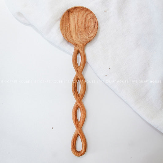 13" Twisted Handle Wooden Salad Spoons