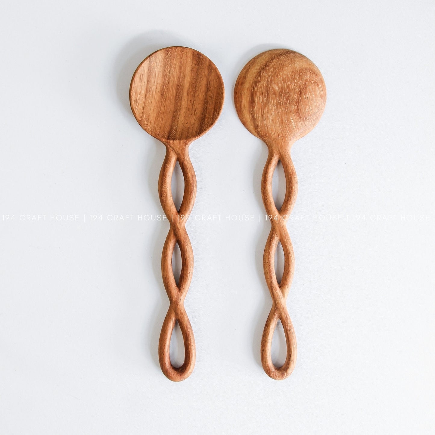 Twisted Handle Wooden Salad Spoon - Kitchen Serving Utensils