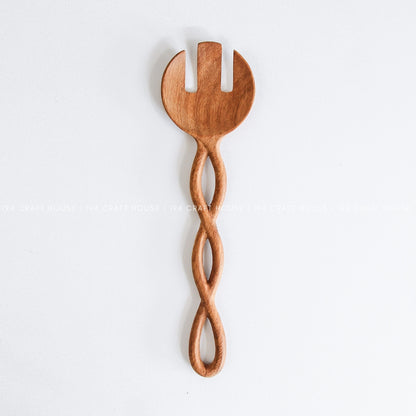 Twisted Handle Wooden Salad Fork - Kitchen Serving Utensils