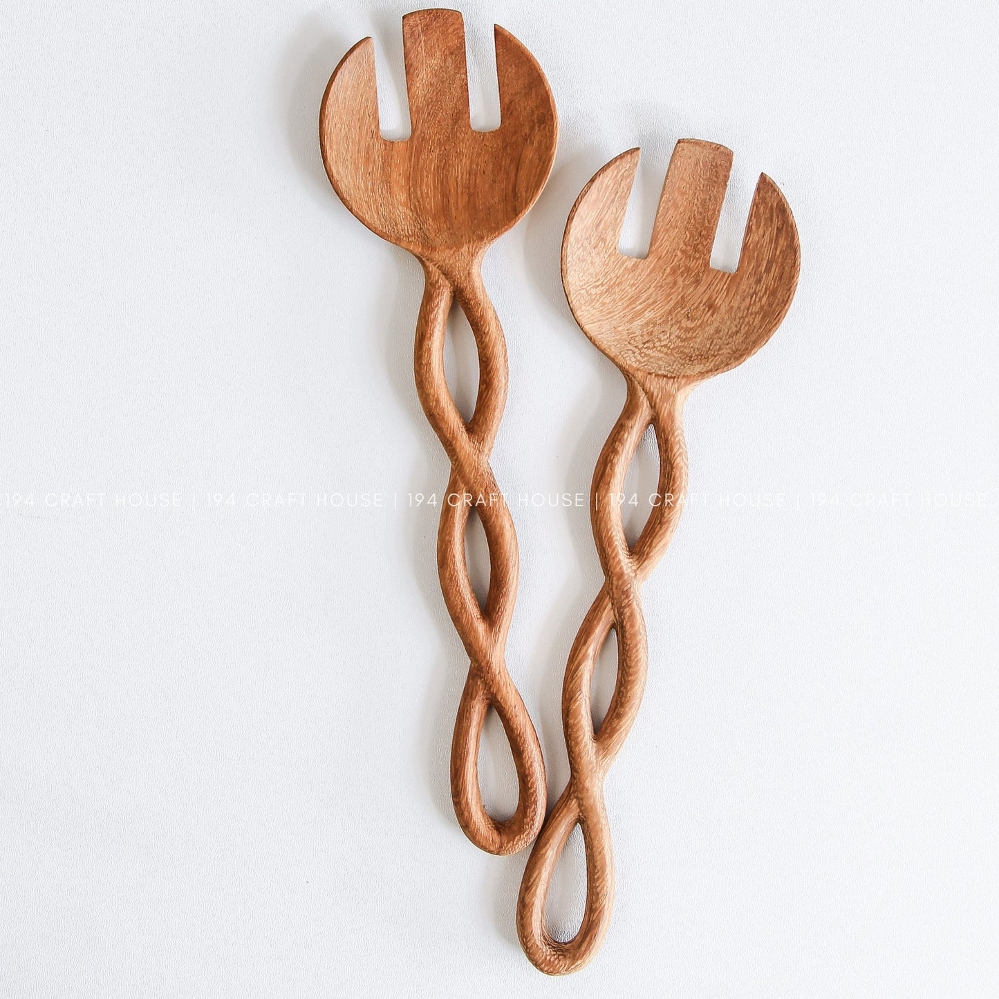 Twisted Handle Wooden Salad Fork - Kitchen Serving Utensils