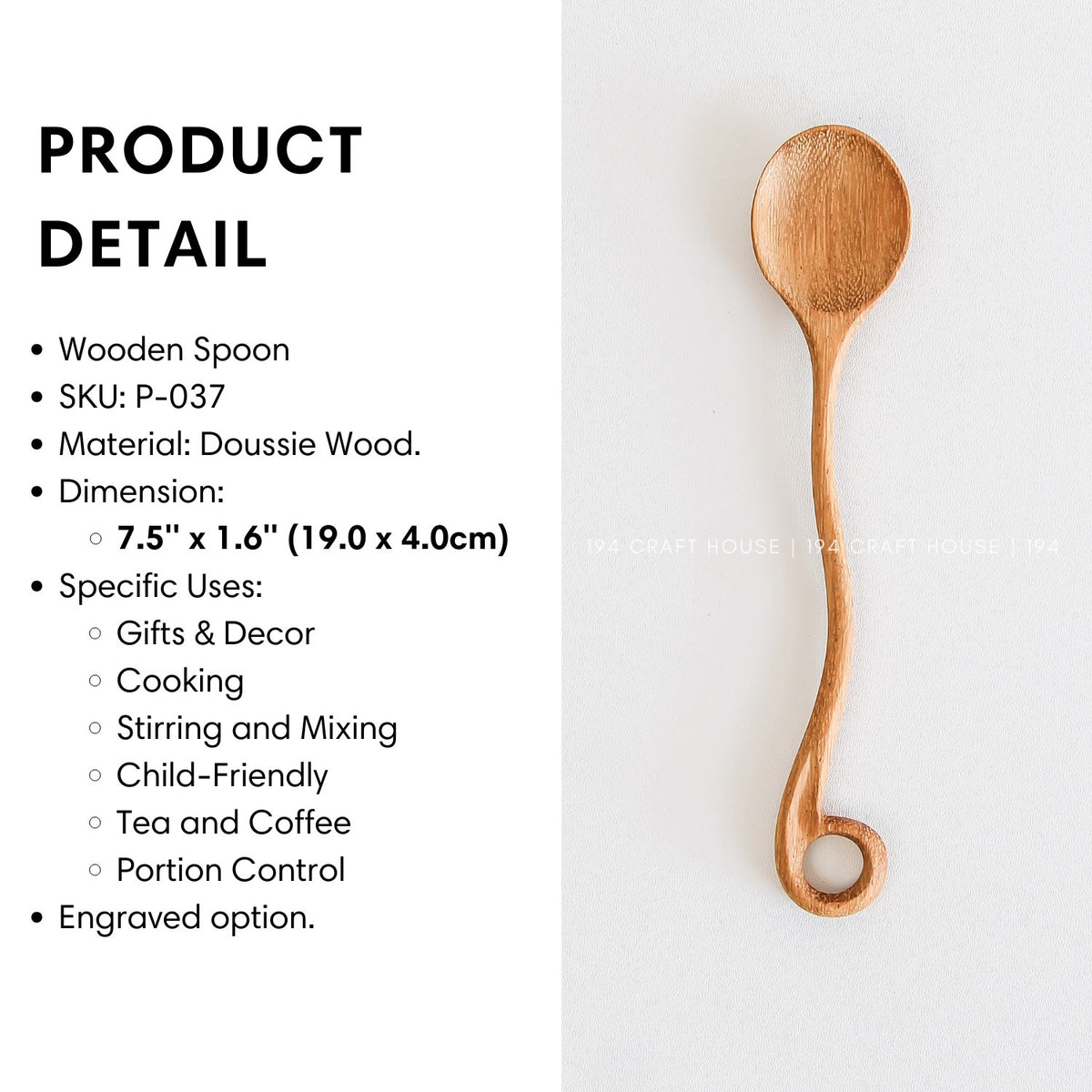 This handcrafted wooden spoon with a hole is another look at a kitchen cooking utensil from 194 Craft House.