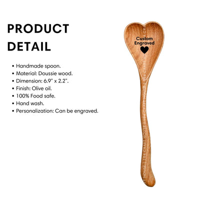 Wooden Curve Handle Heart Spoon
