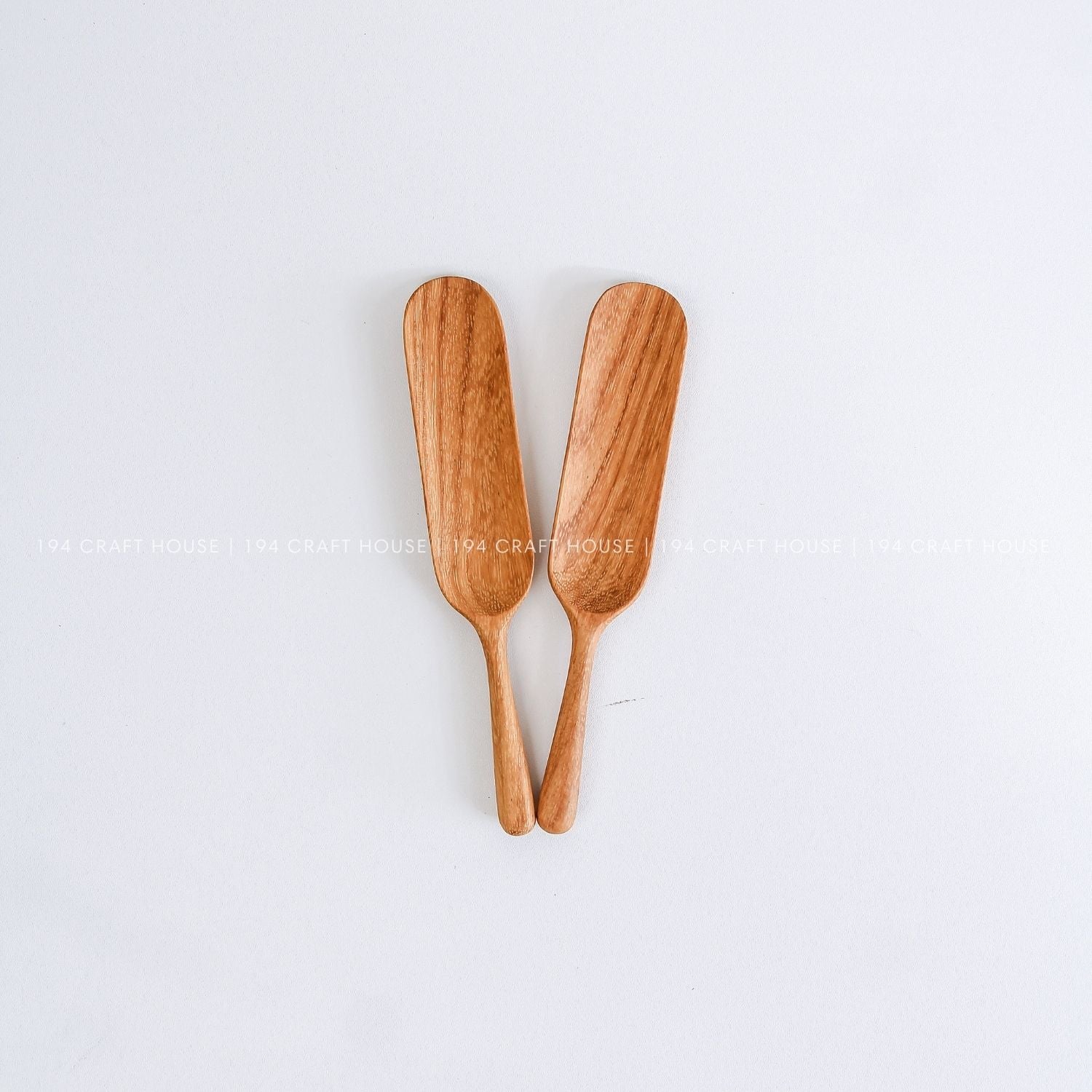 Pair of handcrafted wooden loose leaf tea scoops with long handles