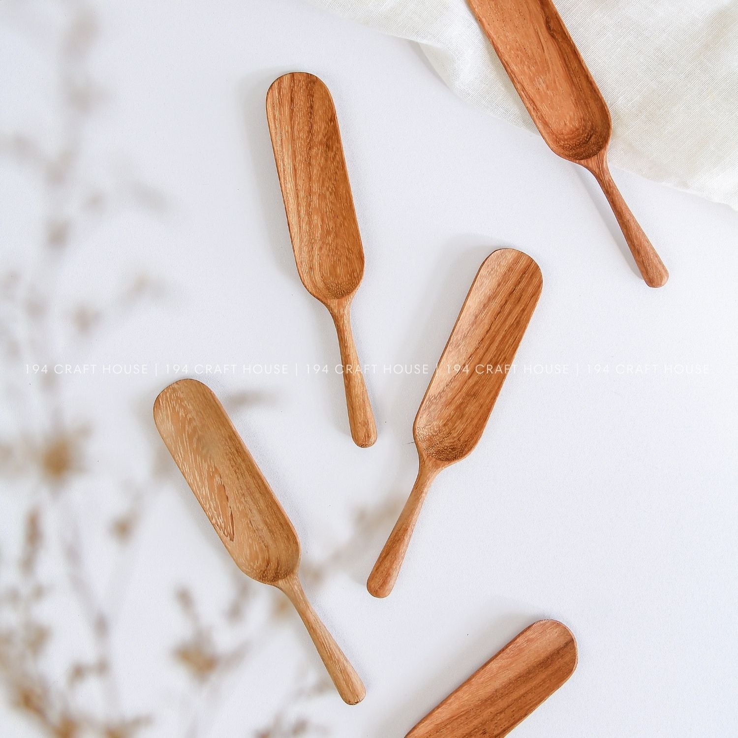 Long handle wooden spoons styled for loose-leaf tea, coffee, and spices