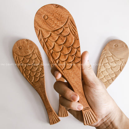 Fish Shape Wooden Rice Spoon - Wooden Spatula