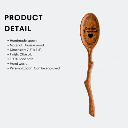 Handcrafted Branch Tree Handle Wooden Serving Spoon