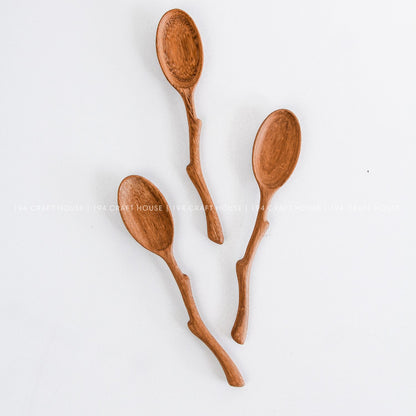 Handcrafted Branch Tree Handle Wooden Serving Spoon