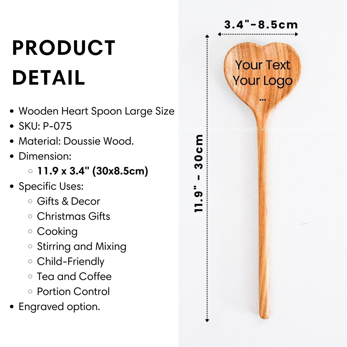 My Though & Stuff Engraved Wooden Heart Spoon - Christmas Gifts