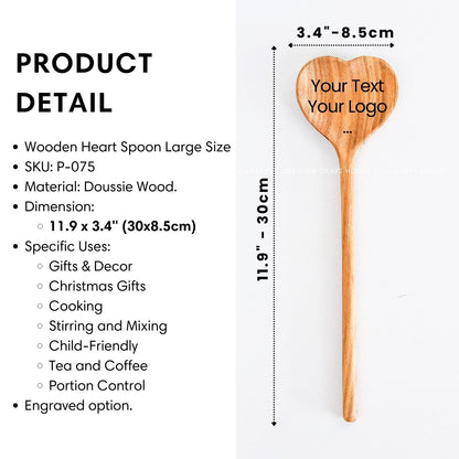 Joy To The World Engraved Wooden Heart Spoon - Christmas Gifts No.2