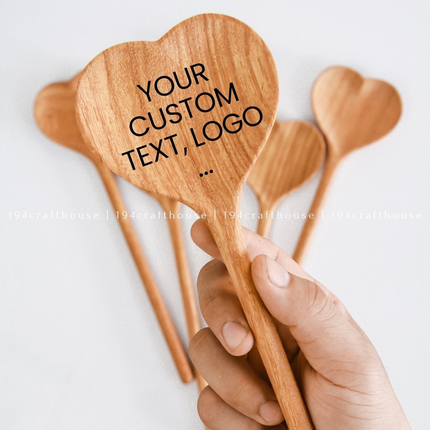 Bee Engraved Wooden Heart Spoon