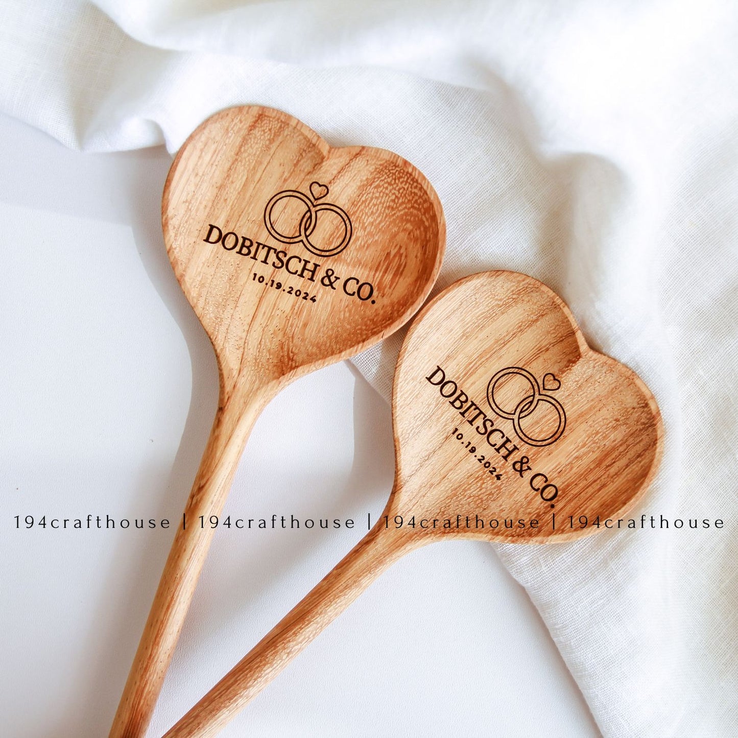 Personalized Hand-Carved Wooden Heart Spoon 12"