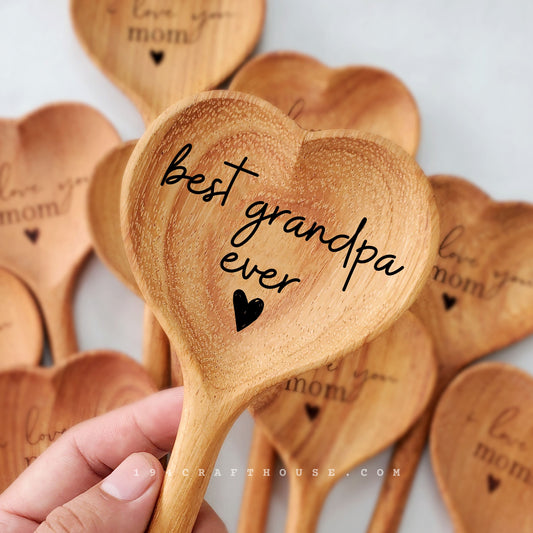 Best grandpad ever engraved heart wooden spoon