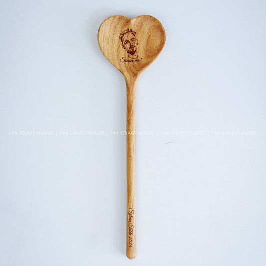 Custom Face Engraved Wooden Spoon Handmade Personalized Gift