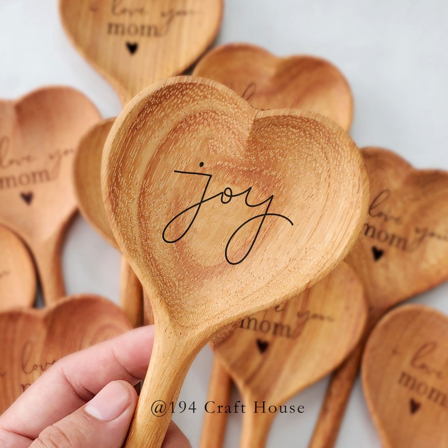 Joy Engraved Wooden Heart Spoon