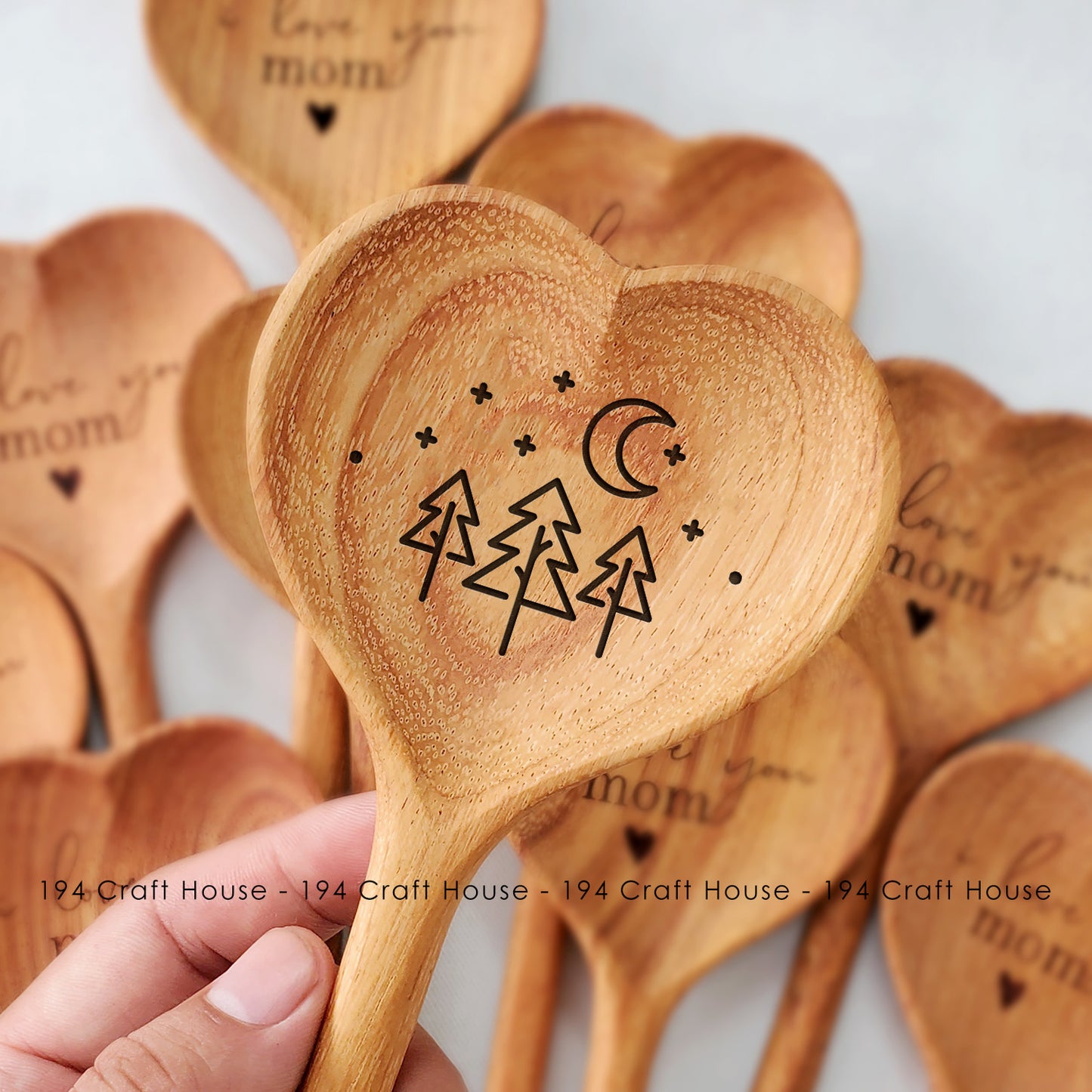 Christmas Engraved Wooden Heart Spoon - Christmas Gifts