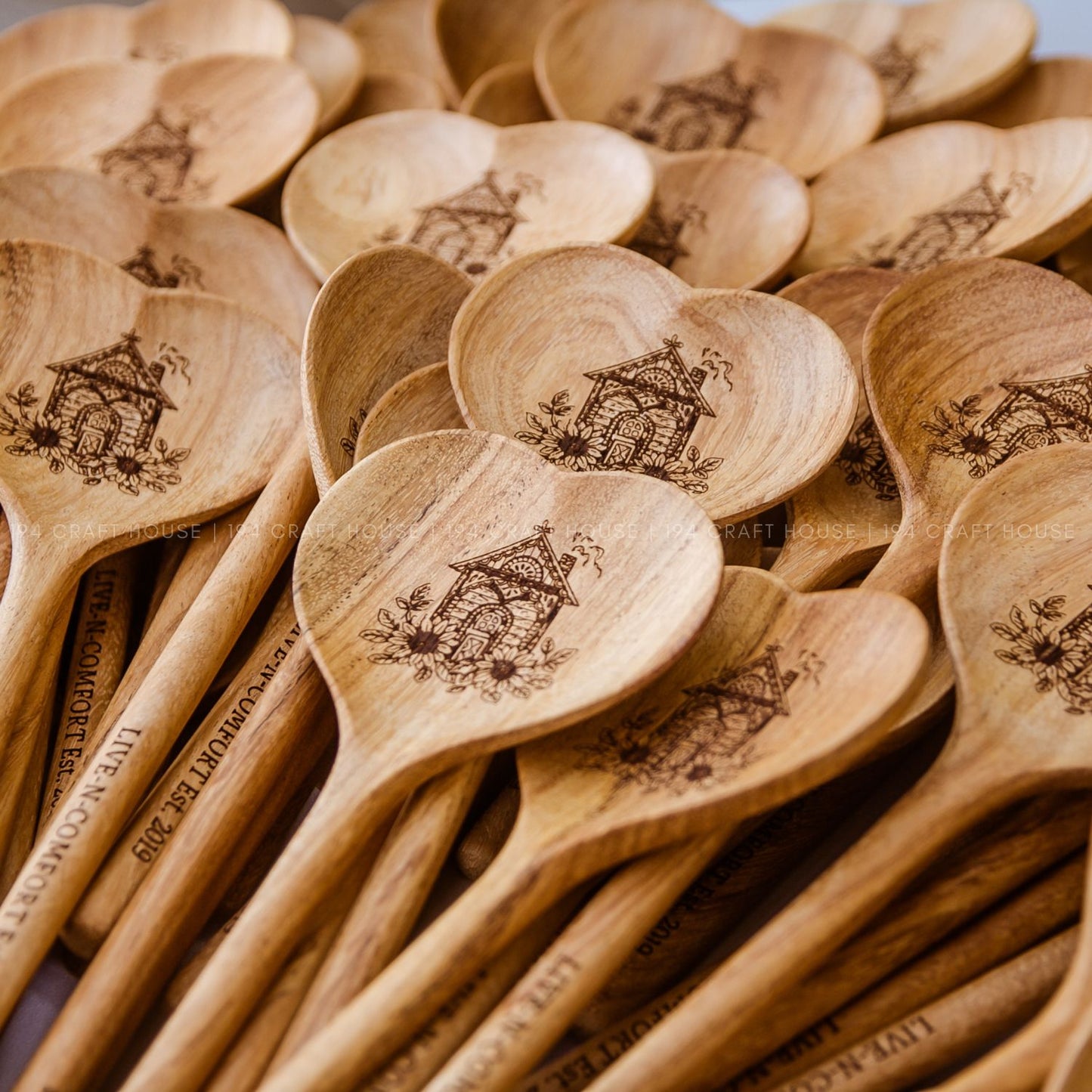 Engraved Wooden Heart Spoon With Company Logo Personalized Corporate Gift