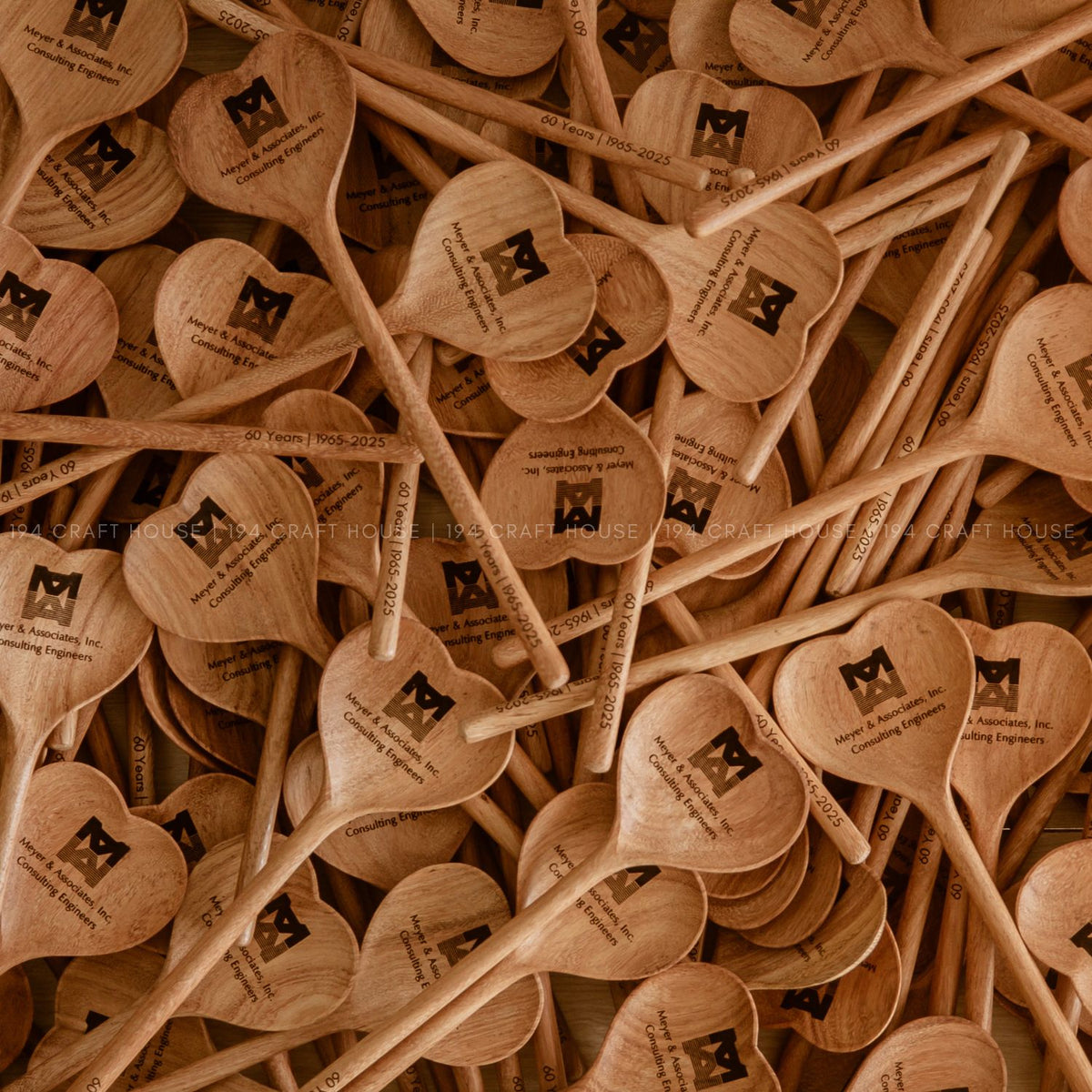 Engraved Wooden Heart Spoon With Company Logo Personalized Corporate Gift