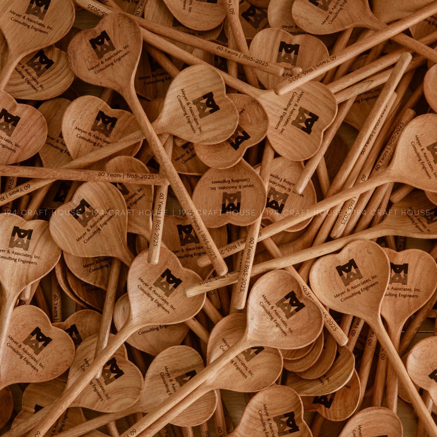 Engraved Wooden Heart Spoon With Company Logo Personalized Corporate Gift