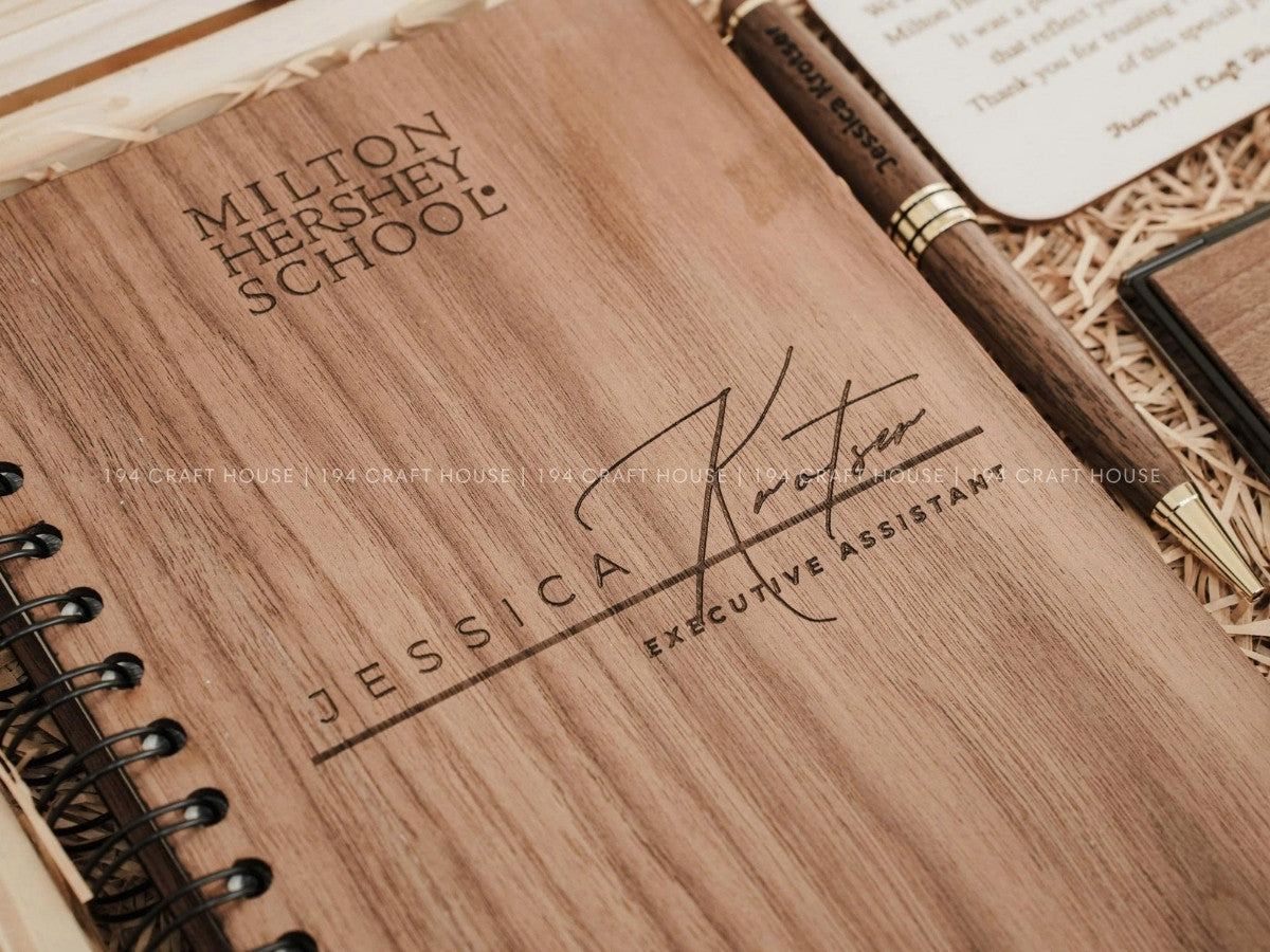 Personalized Wooden Office Gift Box: Custom Logo & Name Corporate Gift for Clients, Employees, Companies, Anniversary, Events, Retirement Gift. Corporate Gift for Milton Hershey School
