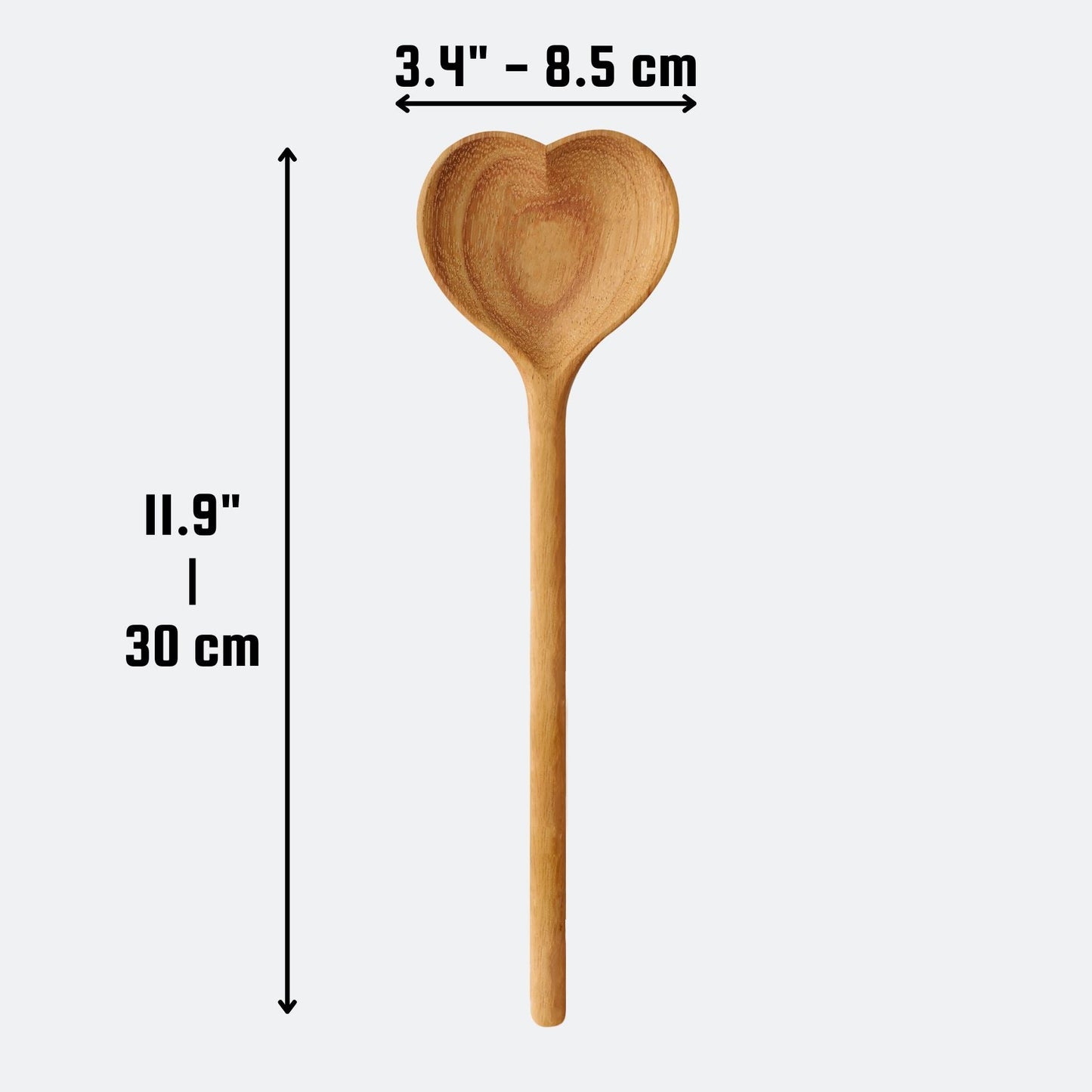 Straight Wooden Heart Spoon - Kitchen Serving Utensil