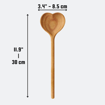 Straight Wooden Heart Spoon - Kitchen Serving Utensil