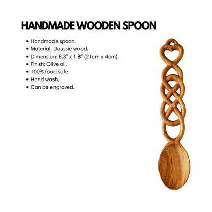 Hand carved celtic love spoon: Personalized gifts for wedding anniversary, wedding gifts for couples, wedding favors gift for guest in bulk, engagement gifts, bridal shower favors & gifts, birthday gift, kitchen gifts.