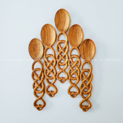 Hand carved celtic love spoon: Personalized gifts for wedding anniversary, wedding gifts for couples, wedding favors gift for guest in bulk, engagement gifts, bridal shower favors & gifts, birthday gift, kitchen gifts.