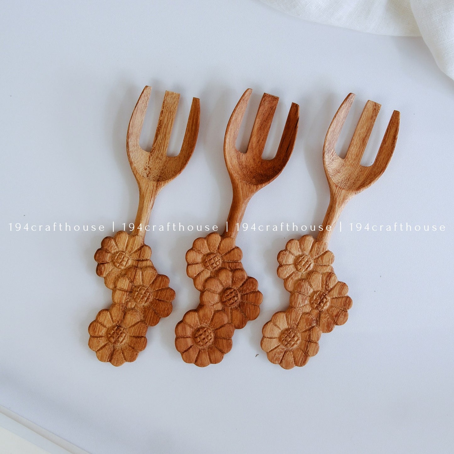 Handcrafted Flowers-Shaped Wooden Forks