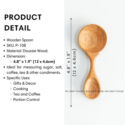 2 Heads Wooden Condiment Spoon - Measuring Spoons